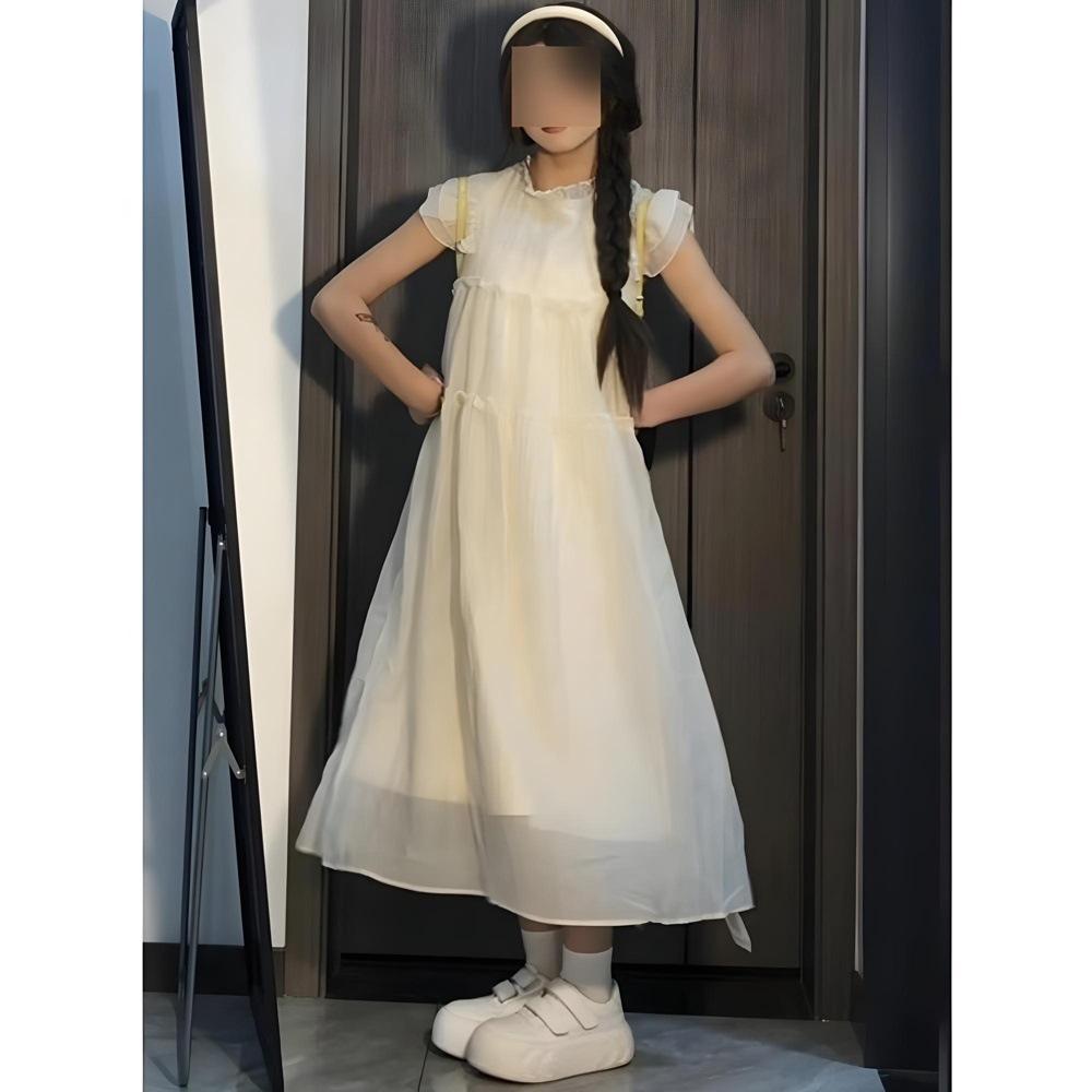 Gentle and Sweet Wind Small Flying Sleeve Dress Women's Summer New Small Loose Medium and Long Fairy Skirt
