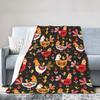 Chicken Flannel Throw Blanket Cartoon Chicken Farm Animals Blanket Lightweight Comfortable Super Soft for Bed Sofa Couch Decor