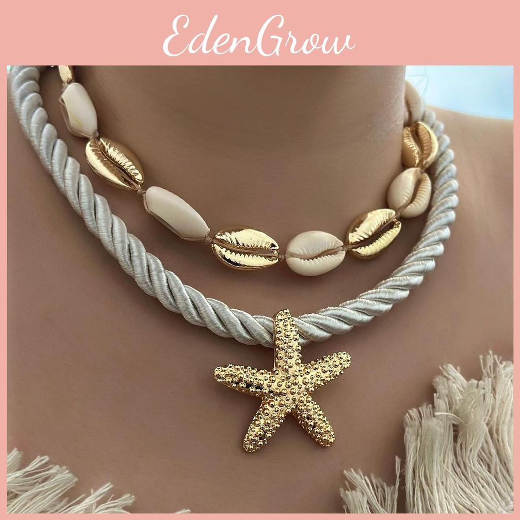 Natural Elements Summer Alloy Shell Starfish Pendant Necklace For Women