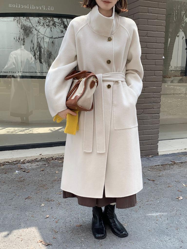New style high-end cashmere coat women's daily commute eight o'clock woolen coat