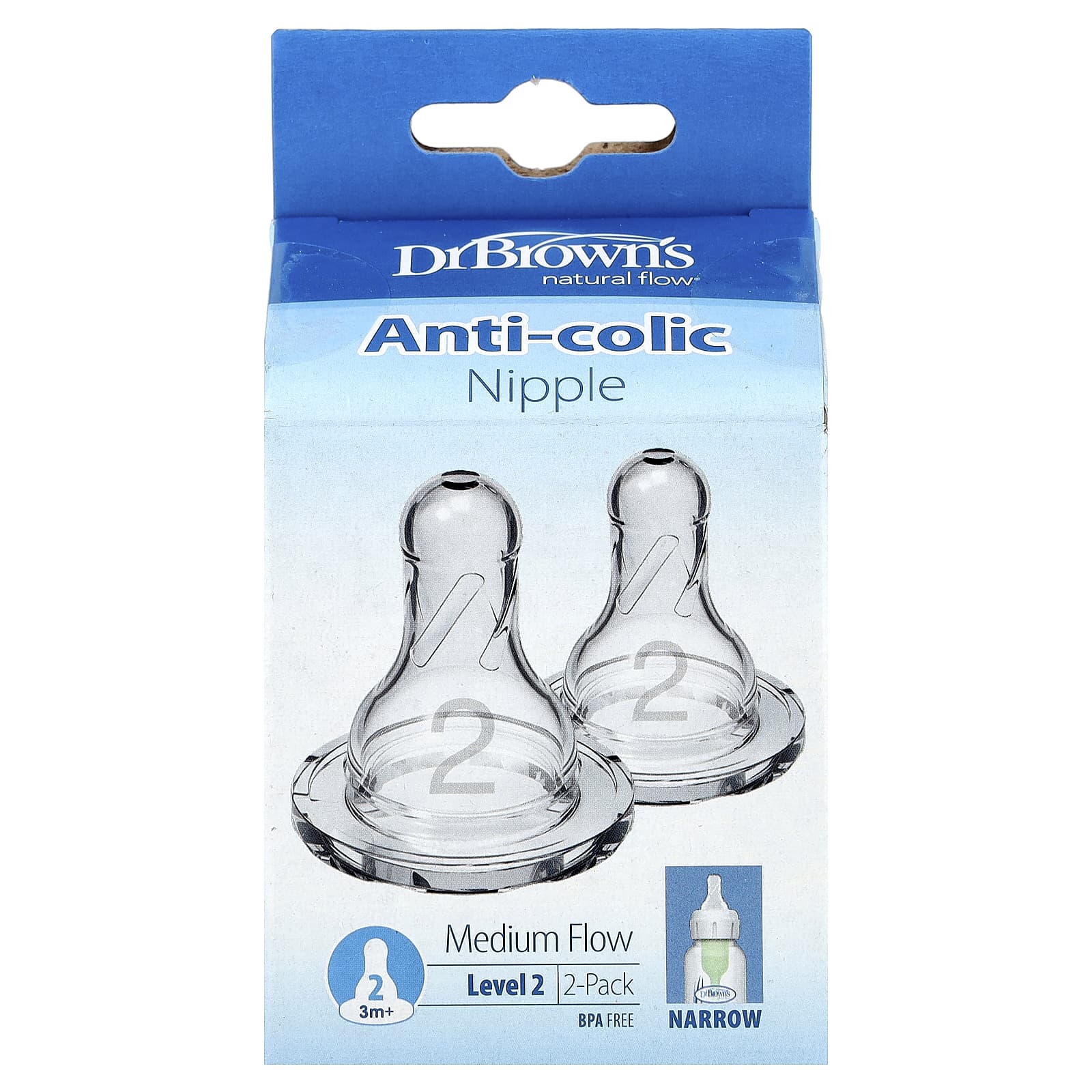 

Dr. Brown s Соска Natural Flow®, Антиколиковая, 3+ месяцев, Средний поток, 2 шт.