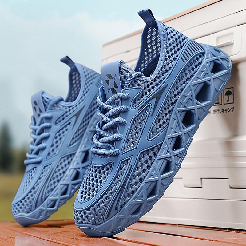 Men's Sports Shoes Fashion Casual Versatile Comfortable Breathable Lace-up Thick Sole Four Seasons Trend Mesh Shoes