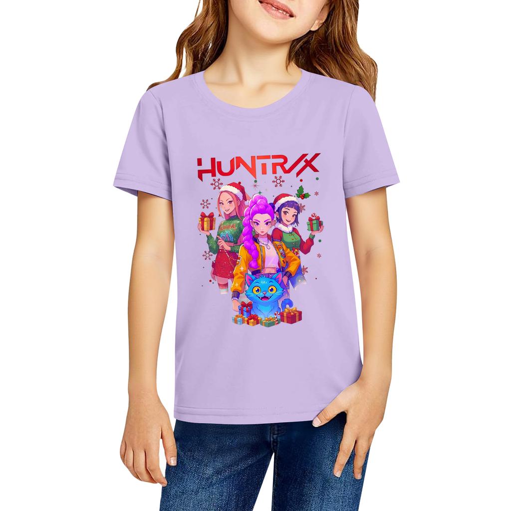 Fashionable Round Neck Short Sleeve Work Clothes Printed Tops For KID Summer Tops