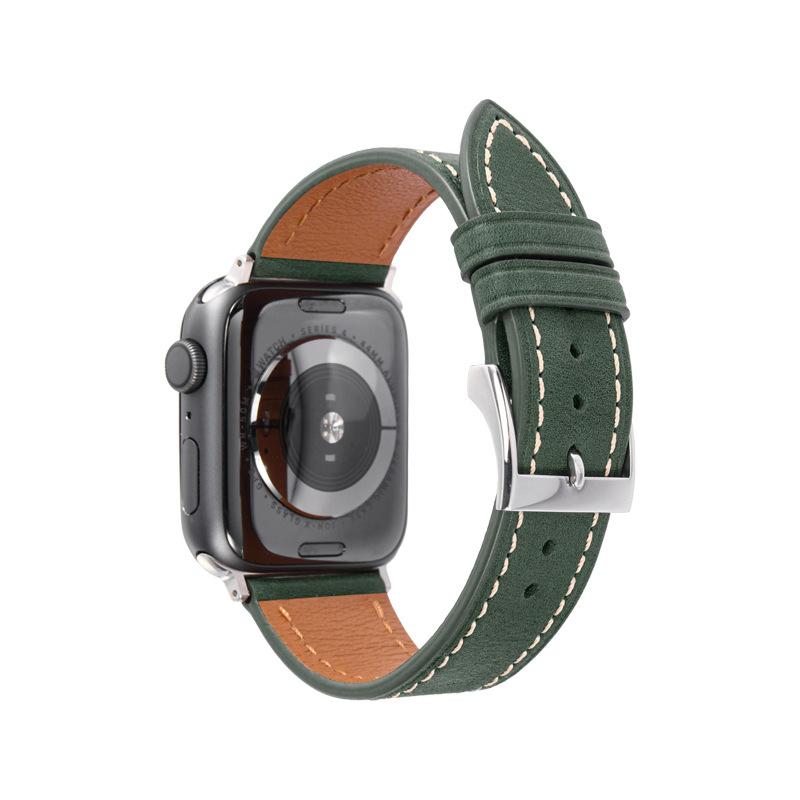 Applicable To Iwatch 1234567 Generation Watch Strap, First Layer Calfskin High-End Pin Buckle Watch Strap
