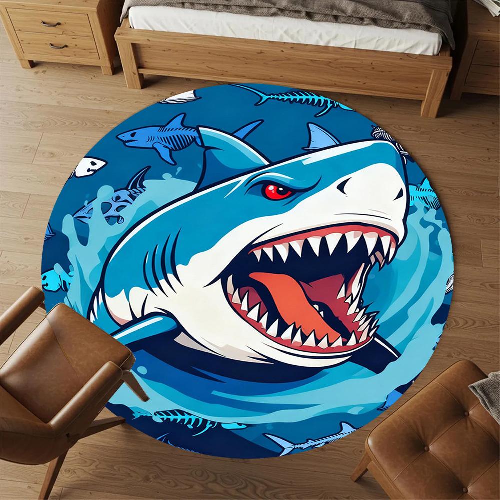 1PC Shark Teeth Round Chair mat Area Rug - Non-Slip, Floor Mat for Office, Bedroom, and Indoor Decor -Gift D1127211