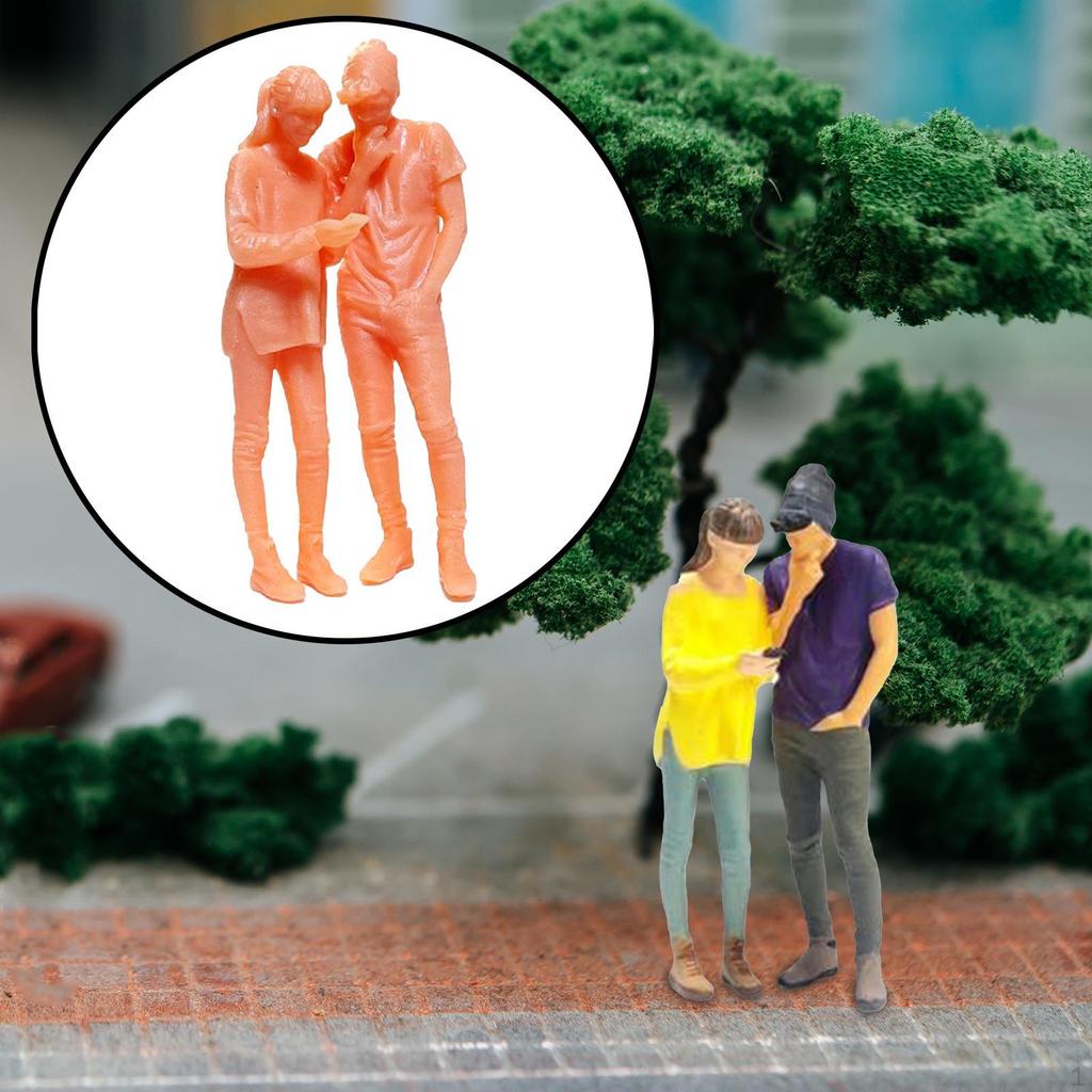 1.64 Model Miniatures, 1/64 Unpainted Figure Model, Couple Miniature Street Scene Movie Props DIY