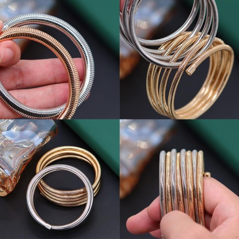 Stapelbarer Mehrschichtiger Armreif Stilvoller Metall Elastischer Schmuck Stapelbarer Armreif Elastisches Armband für Modebewusste Liebhaber