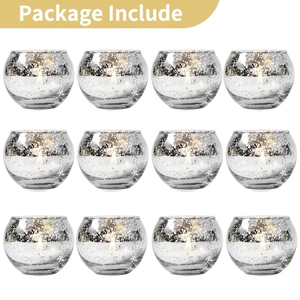 6/12Pcs Simple Creative Round Glass Votive Candle Christmas Wedding Banquet Bar Party Wax Holder Candlesticks Home Decoration