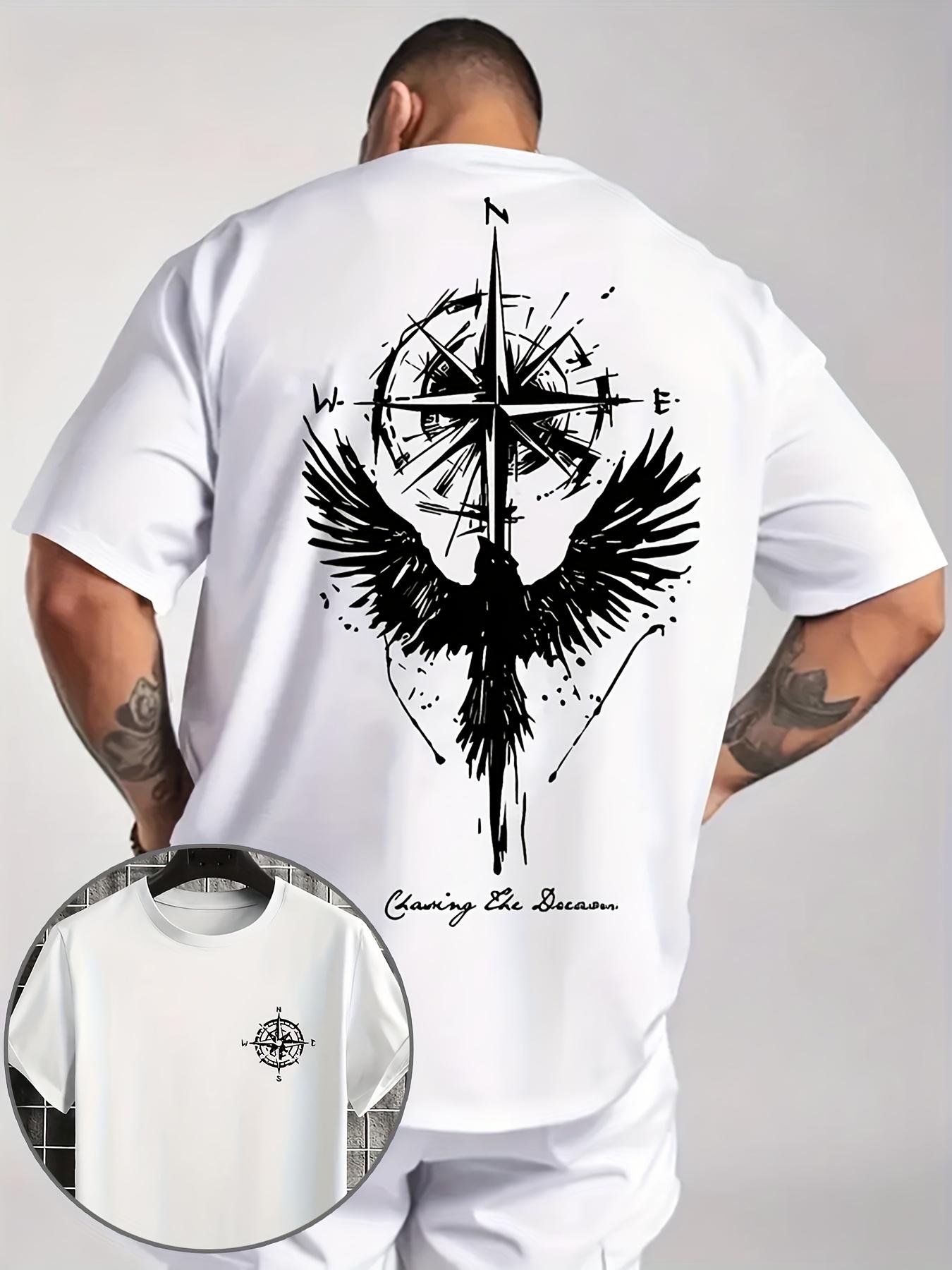 

Eagle Compass Pattern Print 100 Cotton Men Woment Tshirt Summer Autumn Daily Outdoor Sports Casual Loose Street Shortsleeve 4XL