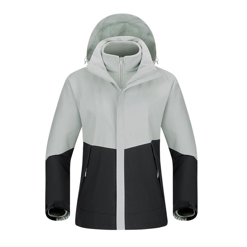 Silver Fox Velvet Liner Three-in-one Jacket for Men and Women Outdoor Windproof Waterproof Camping Warm Two-piece Jacket