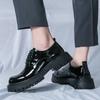 Patent Leather Big Head Leather Shoes Spring and Autumn New British Style Retro Glossy Thick Sole Heightening Groom Leather Shoes