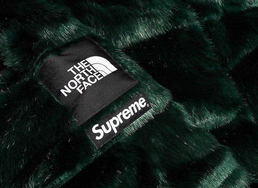 Supreme The North Face Faux Fur Nuptse Jacket Green