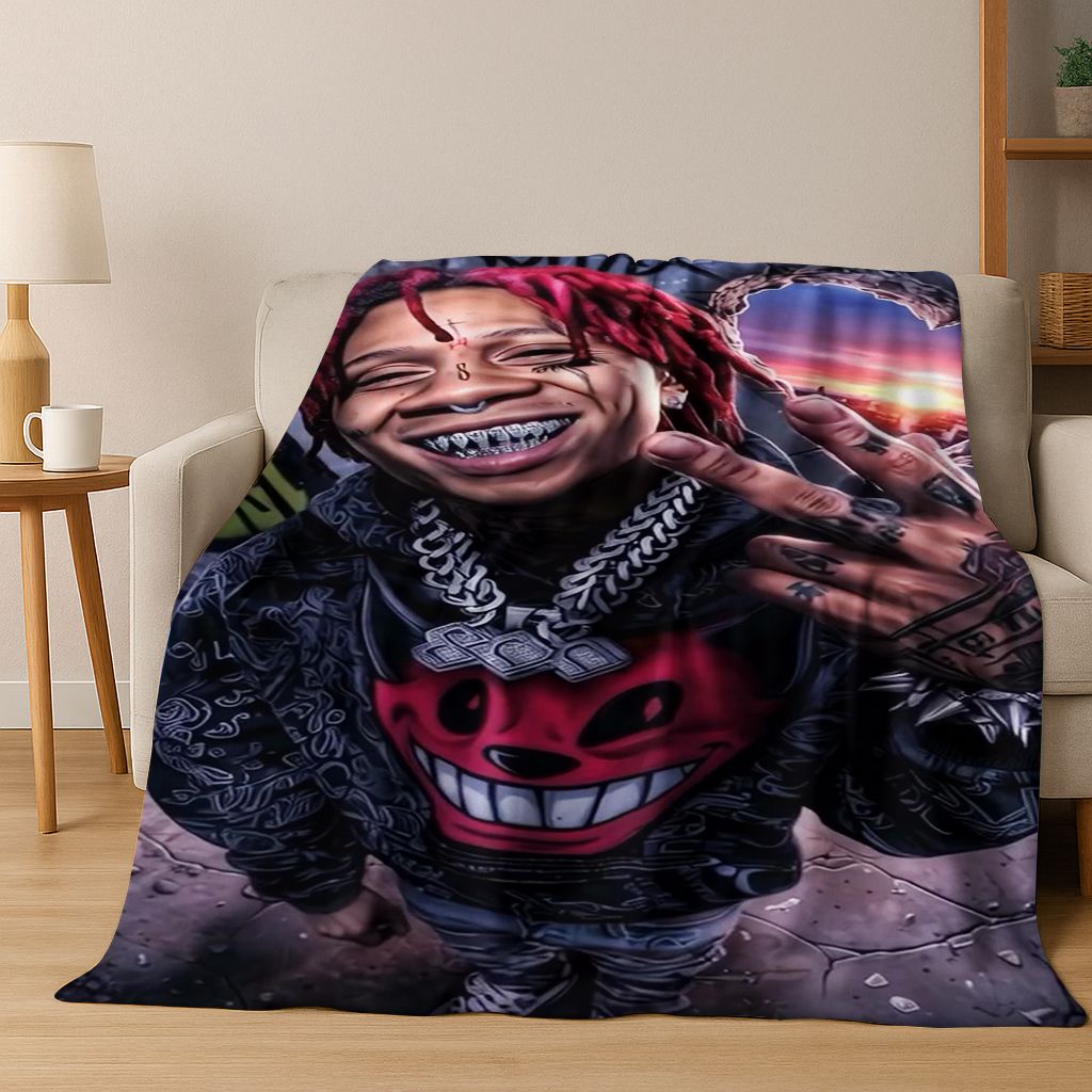 Manta de Franela con 26 Estilos de Artistas de Rap Dibujos Animados Tupac Snoop Dogg Hip Hop, Manta Acogedora Suave para Hogar Dormitorio Cama Cubierta de Sofá