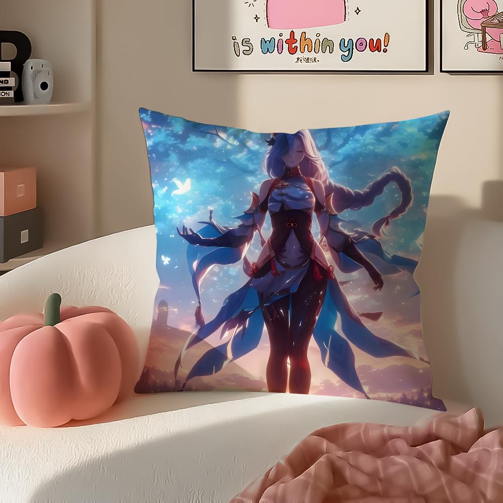 

Game Genshin ShenHe Cushion Cover Pillowcase Short Plush Invisible zipper Room Sofa Cushion Cover 30X30cm