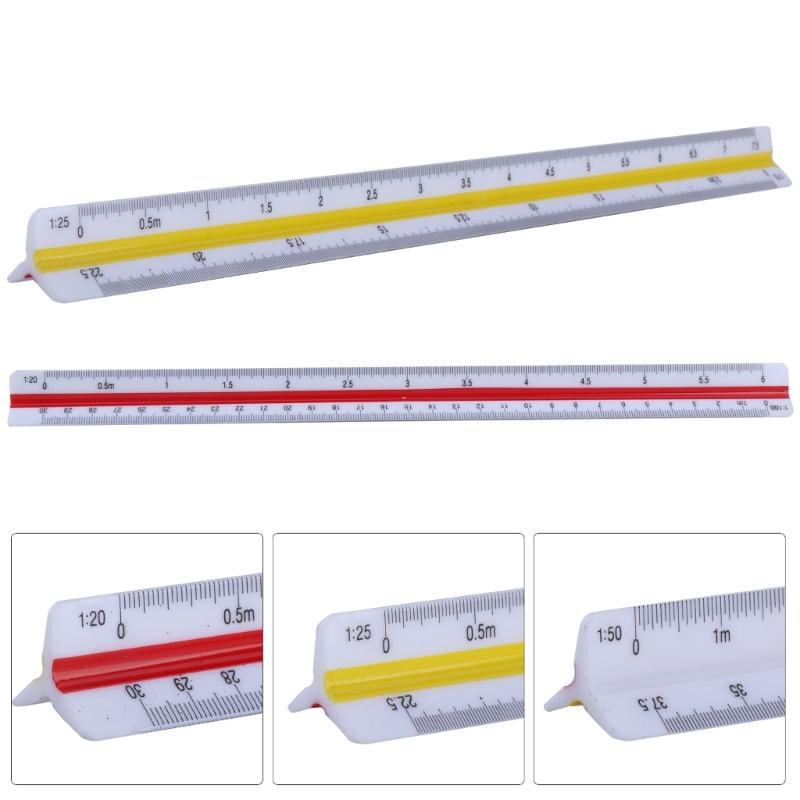 Plastic Scale Ruler, Triangular Ruler, 30cm, Triangular Ruler, Metric Scale 1:20, 1:25, 1:50, 1:75, 1:100, 1:125