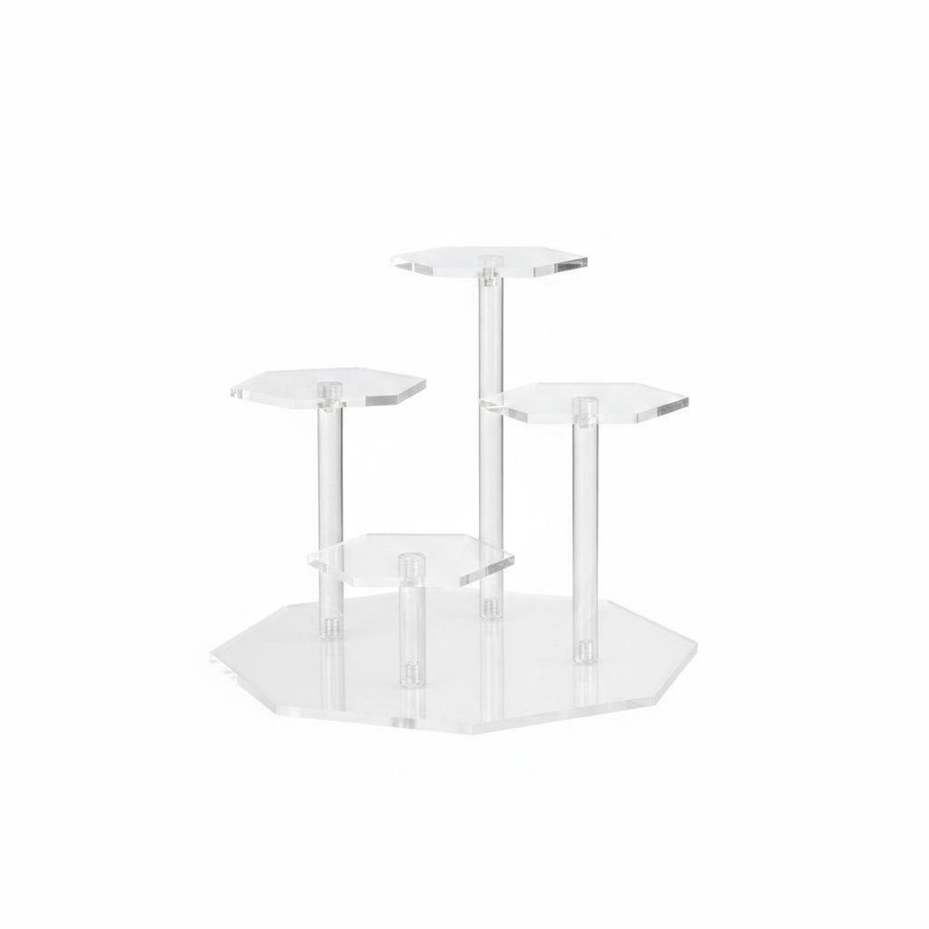 Hexagon Stepped Display Stand Sturdy Acrylic Pedestal