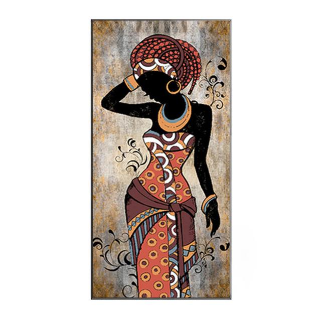 Póster Artístico de pared estilo silueta de vestido de mujer africana famosa, decoración del hogar, pintura en lienzo, impresión de imagen