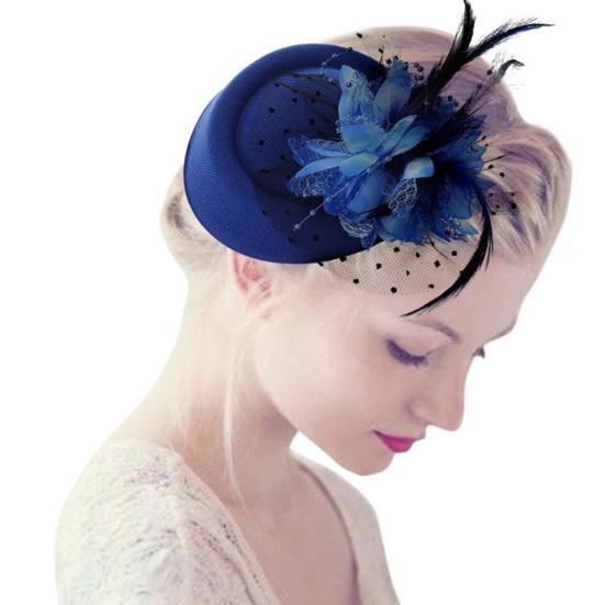 Pălărie de fascinator dulce și rafinată cu agrafă de păr Decorativă anti-cădere cu pene artificiale din plasă din voal Pălărie Accesorii pentru păr