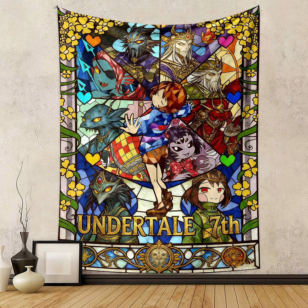 "Undertale 7th Anniversary Stained Glass Design" Patterned tapestry home decor, suitable for bedroom and living room, gift