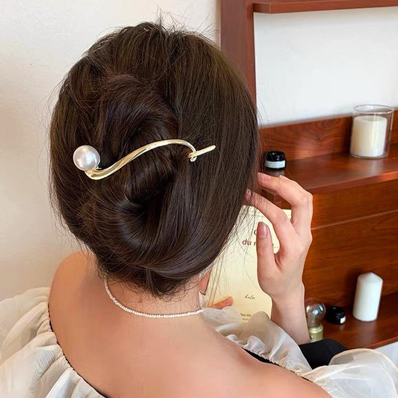 Lady Charm Pearl Hair Clips Hairpins Ponytail Clip Barrettes Hairgrips Headwear Women Hair Styling Tools