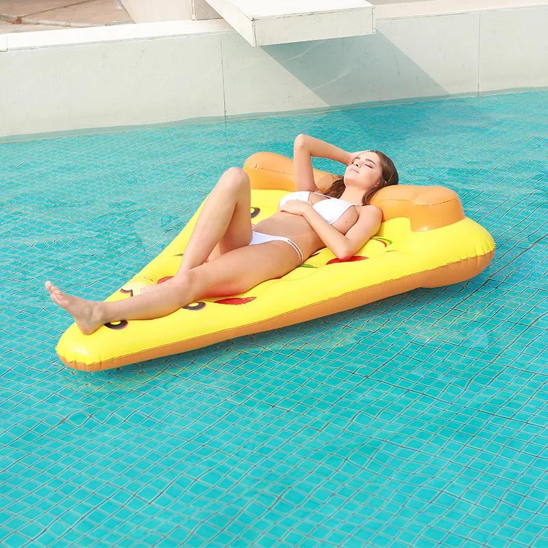 Pizza Floating Inflatable Toys Summer Pool Beach Pontoon Inflatable Swimming Floating Lounge Chair with Cup Holder Water Toys