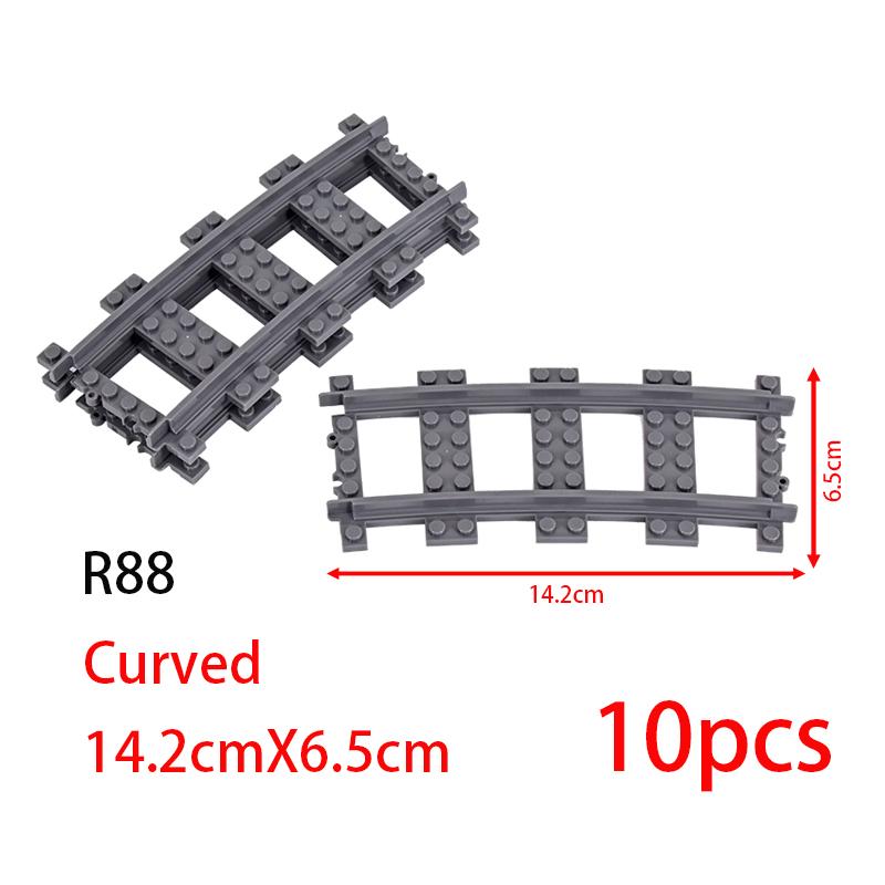 MOC City Block Switch Cross Forked Curved Rails Construction Brick Train Rail Curve Tracks R56 R72 R88 R104 Creative DIY Toy