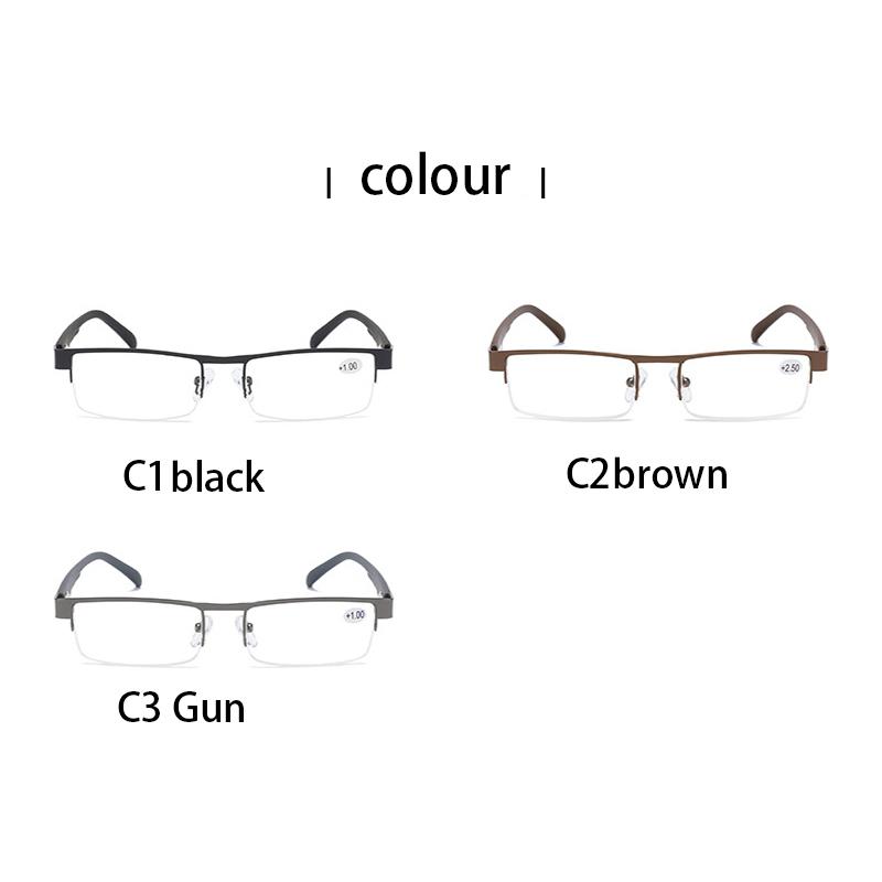 New Metal Half Frame Business Reading Glasses Men Presbyopic Eyewear Vintage Square Male Hyperopia Glasses+1.0+1.5+2.0+2.5To+4.0