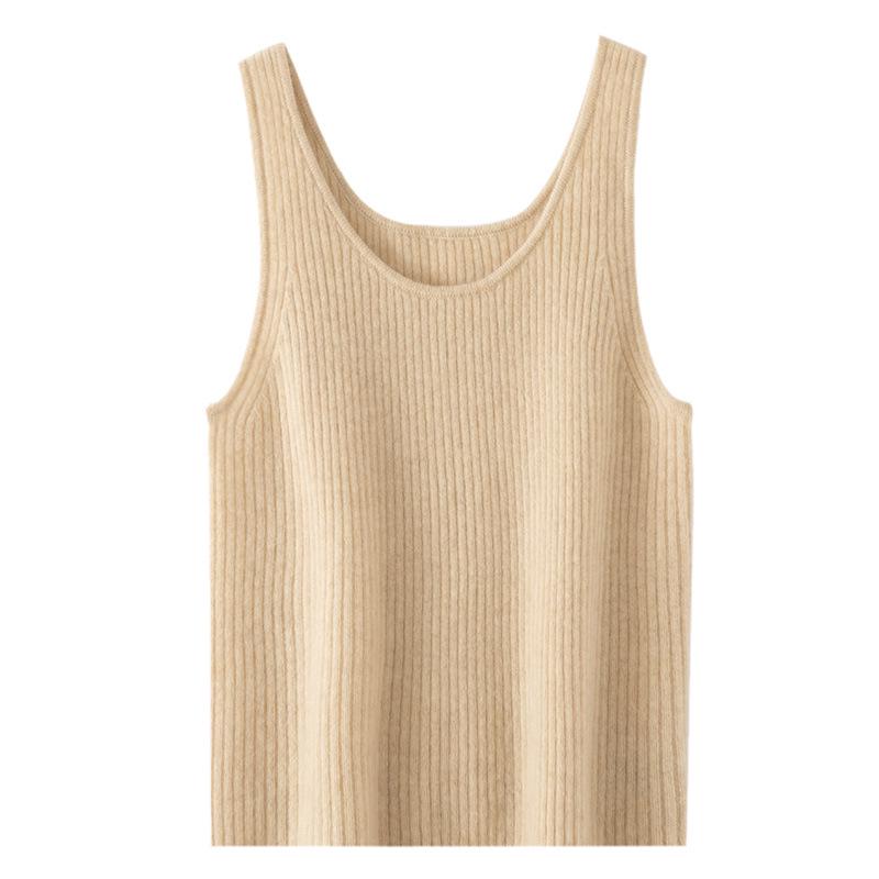 Le Kasha Women's 100% Cashmere Vest: Round Neck, Sleeveless Knit, Versatile Autumn/Winter Layer.