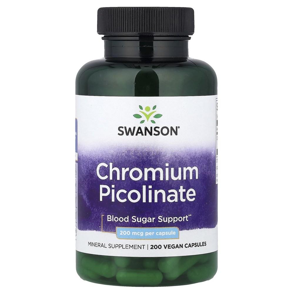 Swanson CAPSULES Chromium Picolinate 200mcg Veggie Capsules 200 Tablets Chromium Picolinate 200mcg Veggie Capsules 1 pcs 200
