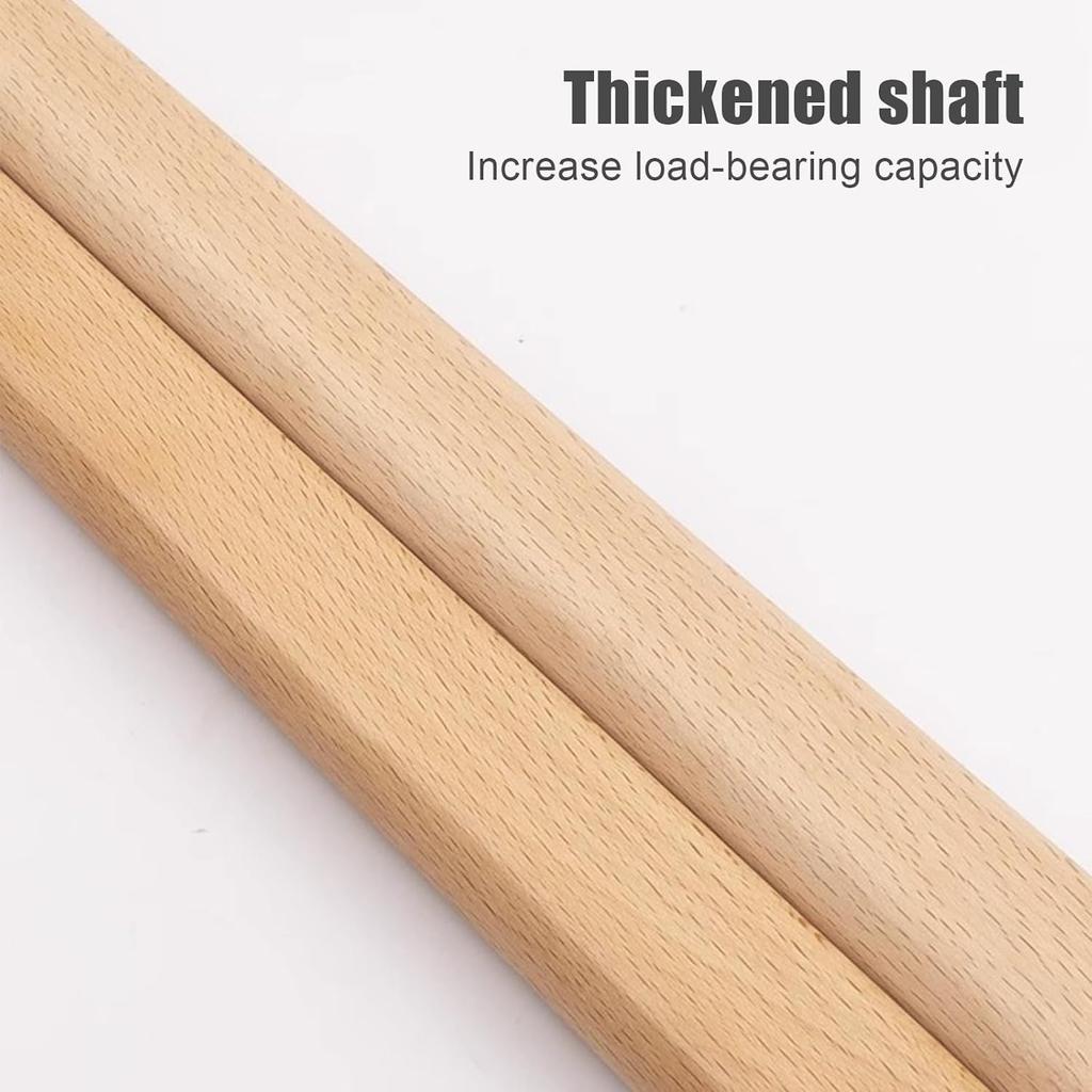 Wooden Oval Closet Rod 2 Sets, Polished Wood Wardrobe Closet Rod with End Supports, Saving Space Hanging Rods, Closets Poles for Wardrobe Hallway