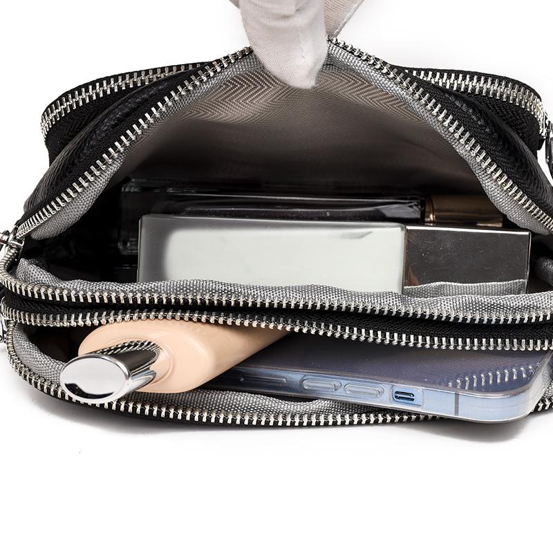 Geantă crossbody pentru femei Genți din piele de vacă de primăvară și vară Genți de umăr cu mai multe straturi cu bandă largă din piele moale