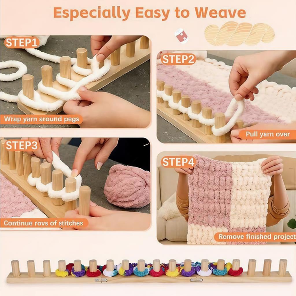 Nowy Zestaw Krosna do Koców Chunky Drewniane Krosno Tkackie Narzędzie Rękodzielnicze DIY Duża Maszyna do Robienia na Drutach Włóczki dla Początkujących Dorosłych Dzieci Ręcznie Robione