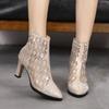 2026 Winter Women Ankle Boots High Heels Mesh Ankle Boots Women Casual Chelsea Boots Fashion Rider Boots Women Boots