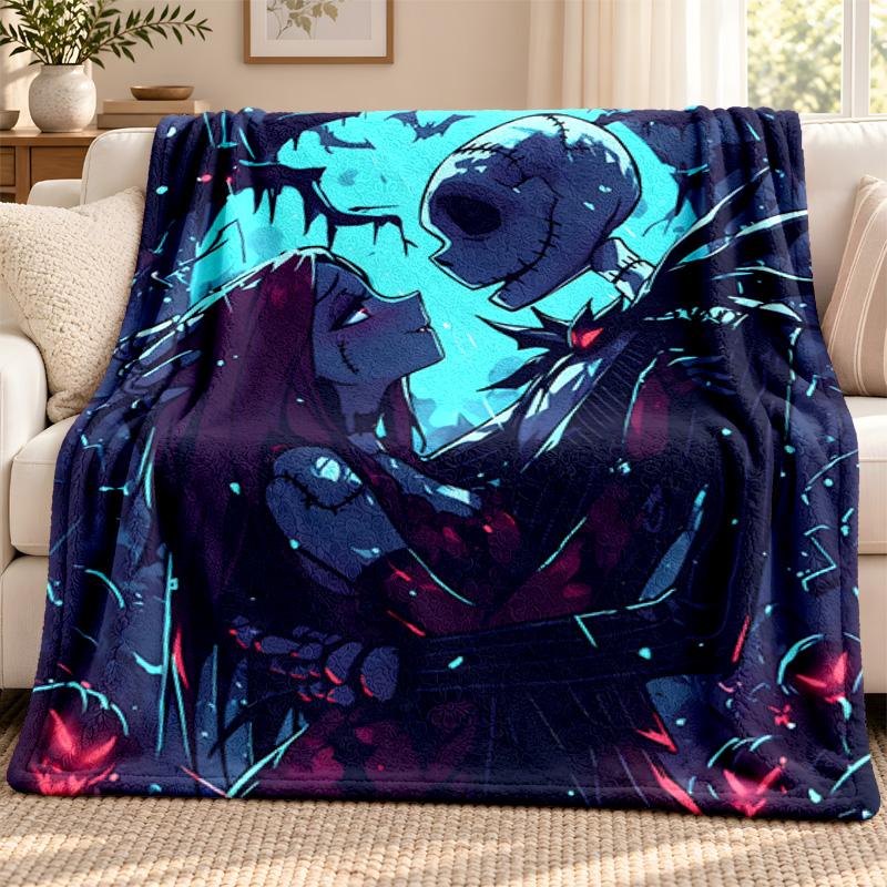 Jack with Sally Blanket Flannel Blanket Soft Cozy Plush Throw for Sofa Bed Lightweight Home Decoration Outdoor Camping