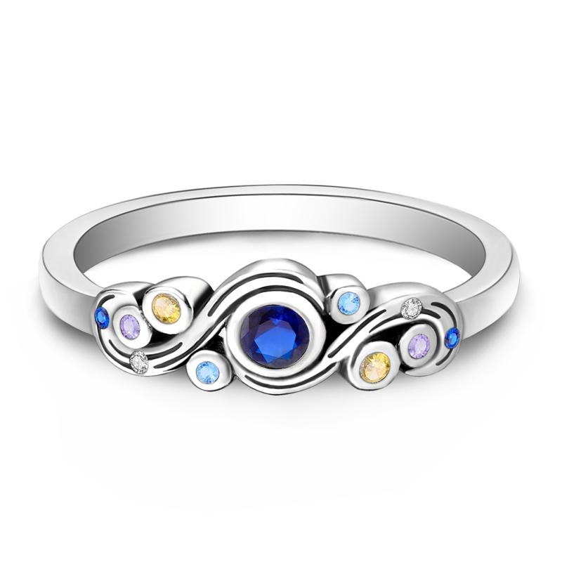 

Original 925 Sterling Silver Van Gogh Starry Night Ring for Women Girls Jewelry Birthday Anniversary Gifts 6