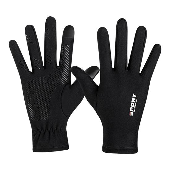 

1 Pair Unisex Outdoor Gloves Plush Lining Touch Screen Autumn Winter Anti Skid Running Gloves for Sports L чёрный