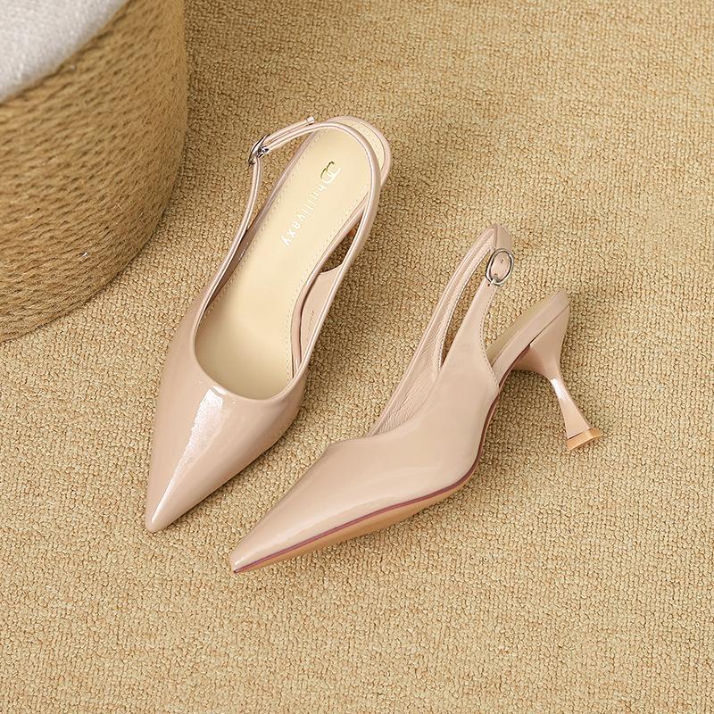 

B878-1 Новые сандалии женские туфли на высоком каблуке неглубокие одинарные туфли лакированная кожа заостренный носок тонкий каблук заостренная задняя часть пустые 39 розовый