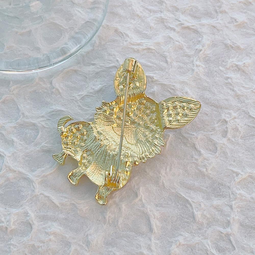 Lindos Broches de Perro de Dibujos Animados de Cristal de Lujo para Mujer Pines de Solapa de Animales Elegantes con Pedrería Accesorios de Joyería