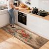 1Pcs Anti Fatigue Kitchen Rugs Vintage Rose Flower Print Waterproof Non Slip Thick Cushioned Mat