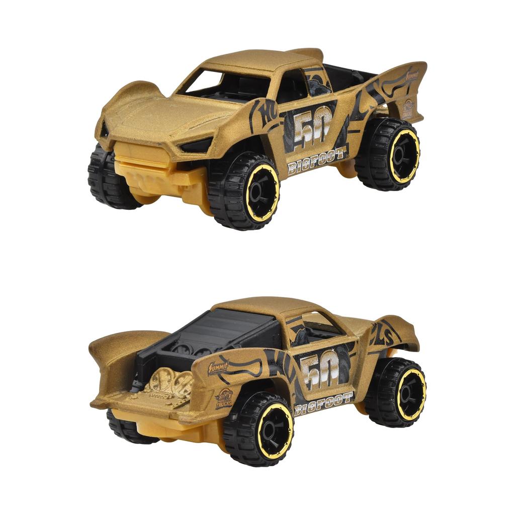 Hot Wheels Monster Truck Bigfoot Trophy Champion Collection Includes 5 Monster Trucks and 6 Miniature Cars Vehicles Ages 3 and Gold Set (11 Total).