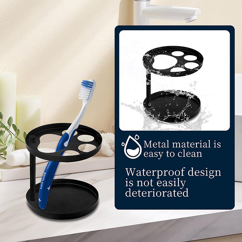 Bathroom Metal Toothbrush Holder With Slots For Electric Toothbrush And Toothpaste Organizer