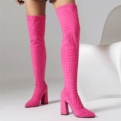 Moda Moda Ponad Kolano Wysokie Buty Kobiety Zima Seksowne Różowe Niebieskie Obcasy Kozaki Wysokie Buty Imprezowe Fetysz Taniec Damskie Duży Rozmiar 45