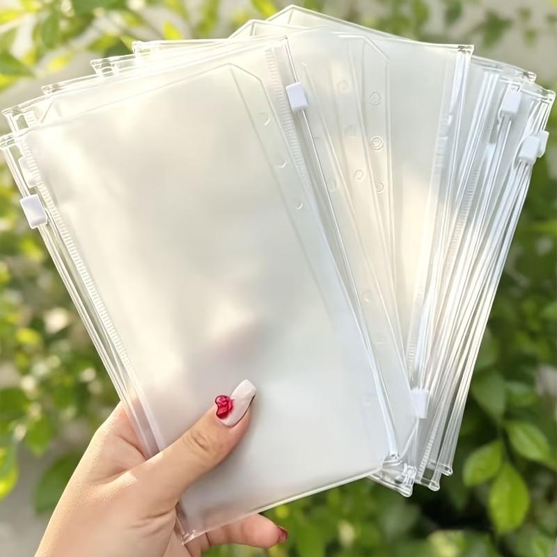 A5 A6 A7 Clear PVC Waterproof Bag 6 Hole Notebook Planner Accessories Loose Leaf Zip Folder Zipper Cards