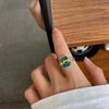 Deep Beautiful Blue Crystal Gem Square Ring With Vintage Appeal Gifting For