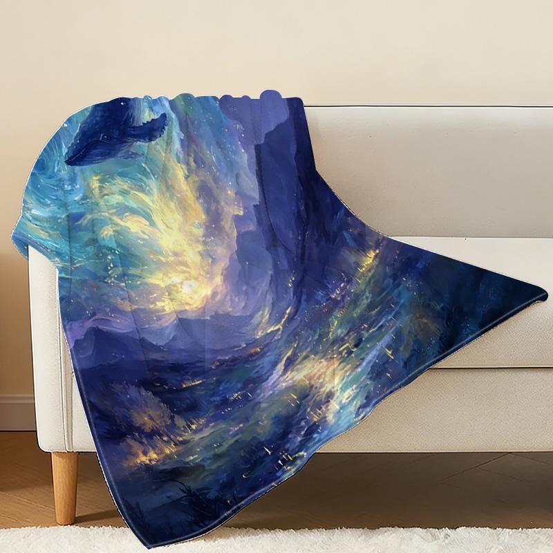 Lightweight Flannel Throw Blanket Dreamy Starry Sky Series, Soft Warm Cozy, Perfect for Home Relax & Christmas/Halloween