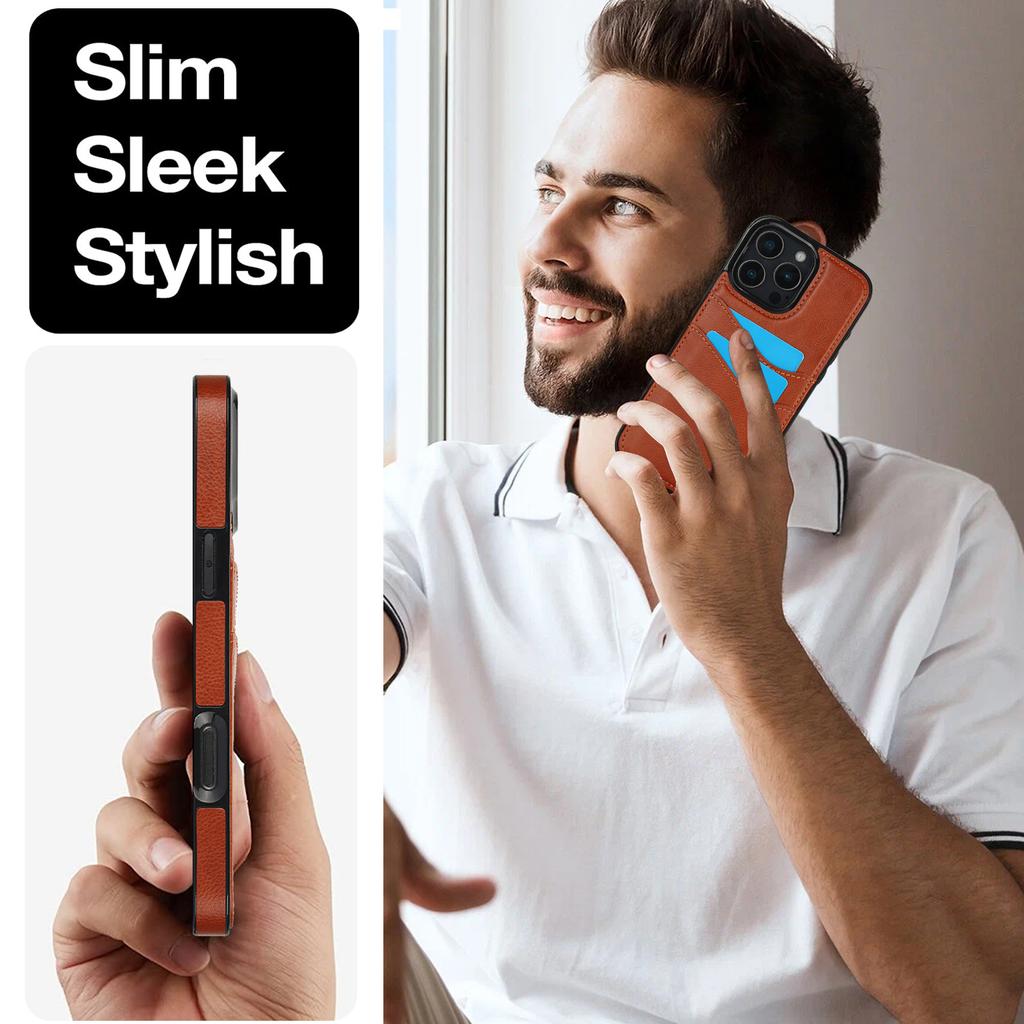 Luxury High-end Leather Case for iPhone 16 Pro Max 16E 15 Plus 14 Pro 13 12 11 XS XR X 7 8 Card Slot Holder Mobile Phone Cover