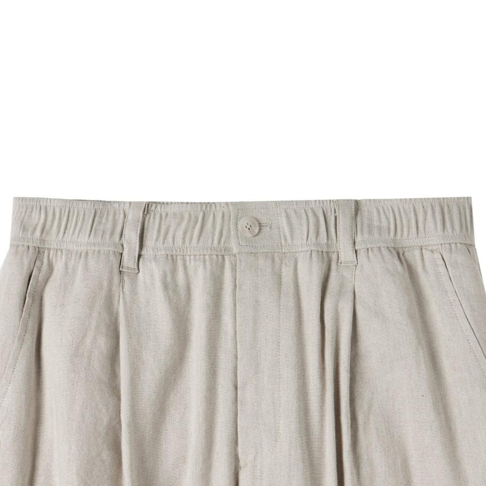 BROMPTON LONDON Linen One Tuck Trousers - Oatmeal (P252Mpt431)
