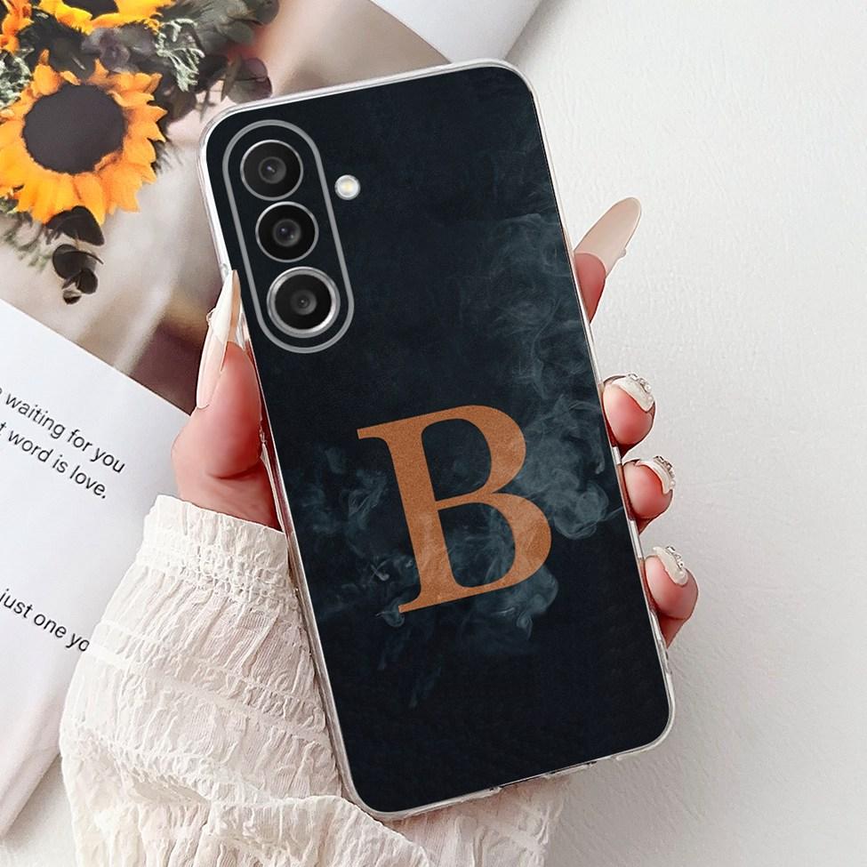 For Samsung M56 Case SM-M566B Clear Fashion A-Z Letters Luxury Flowers Crown Soft TPU Bumper For Samsung Galaxy M56 Back Cover