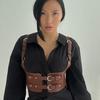 Women Trend Punk Waist Belt Decoration Female Street Style Wide Waistband Corset Harness Leather Belt Gothic Clothing Accessorie