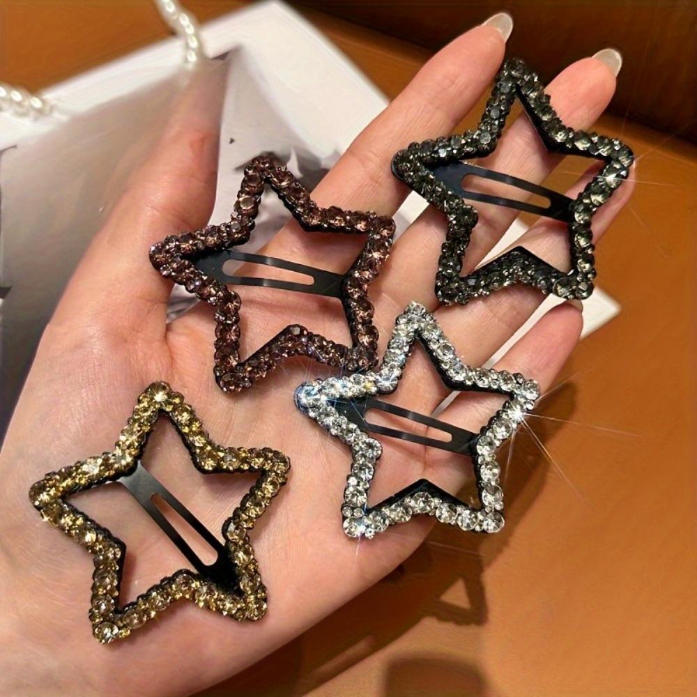 [Rhinestone Star Hair Clips] 2pcs Rhinestone Five-Pointed Star Hair Clips | Back-of-the-Head Bangs and Side Bangs Clip